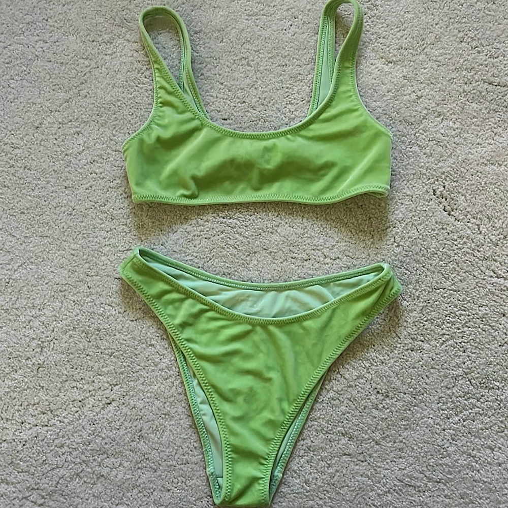 Fuzzy lime green Kendall & Kylie swim suit